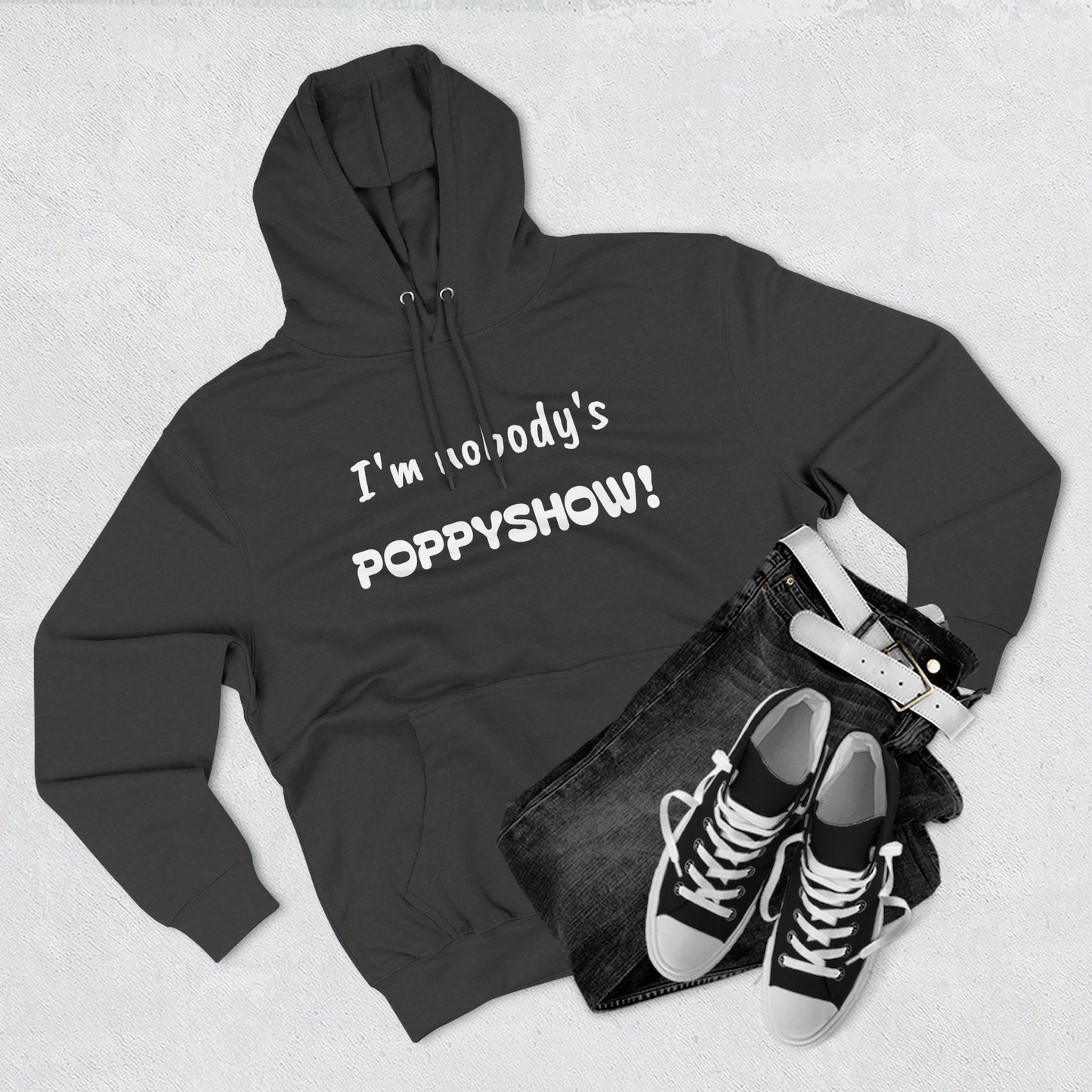 Playful Fleece Hoodie with Witty Text - Poppyshow!