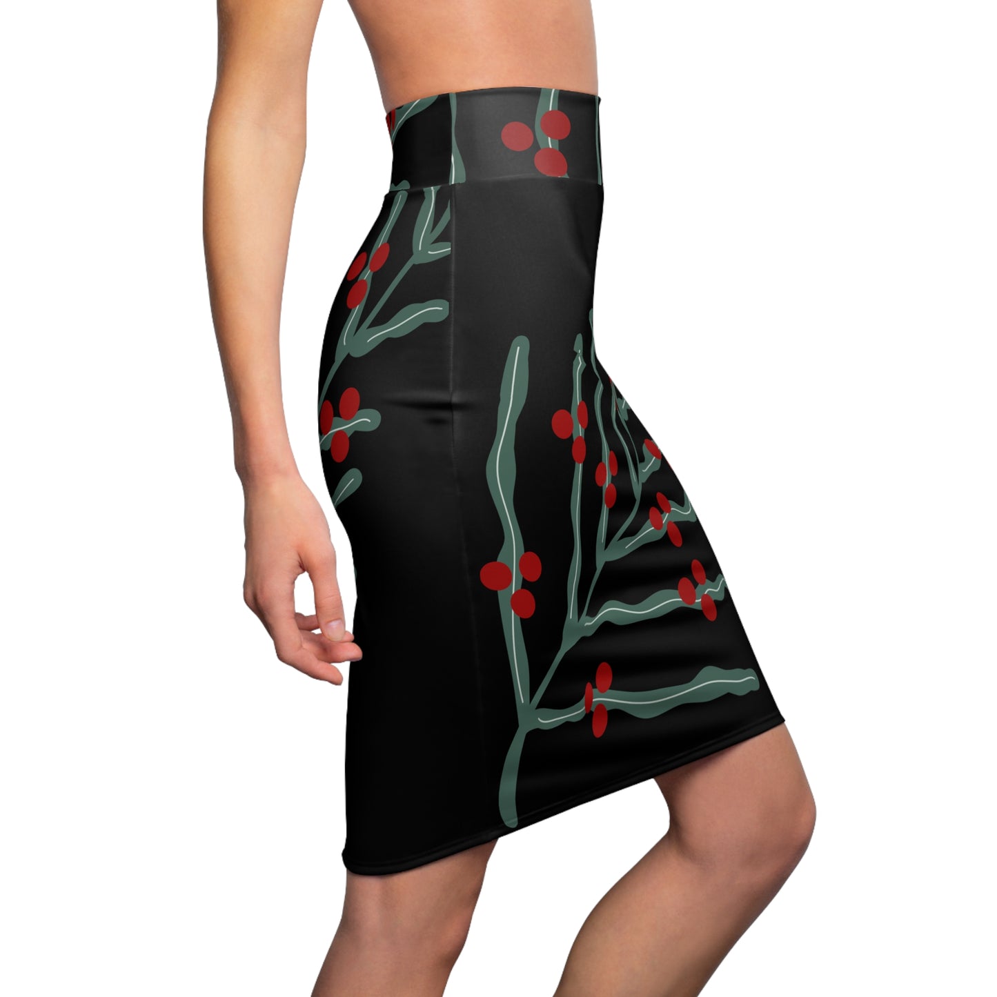 Festive Floral Women's Pencil Skirt BlR
