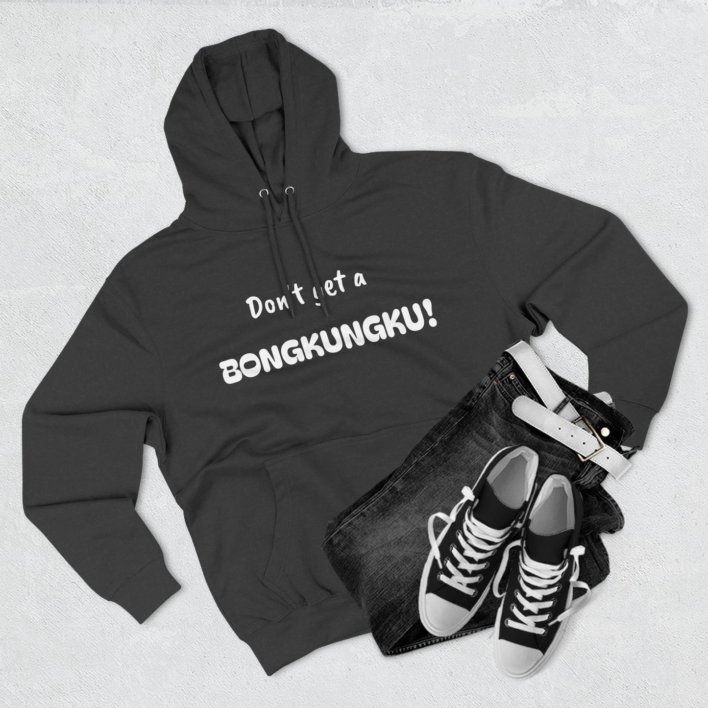 Playful Fleece Hoodie with Witty Text - Bongkungku!