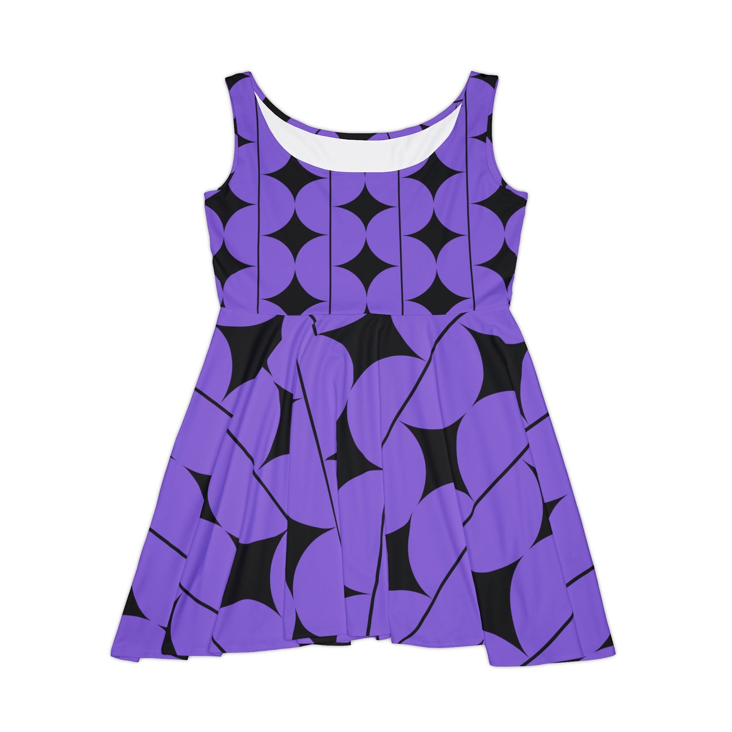 Abstract Print Skater Dress Purple