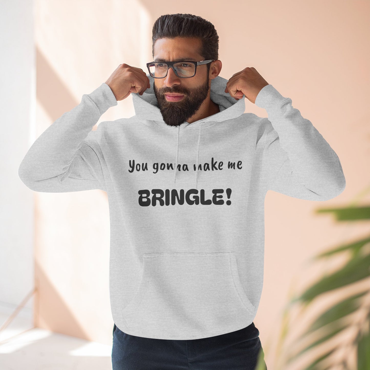 Playful Fleece Hoodie with Witty Text - Bringle