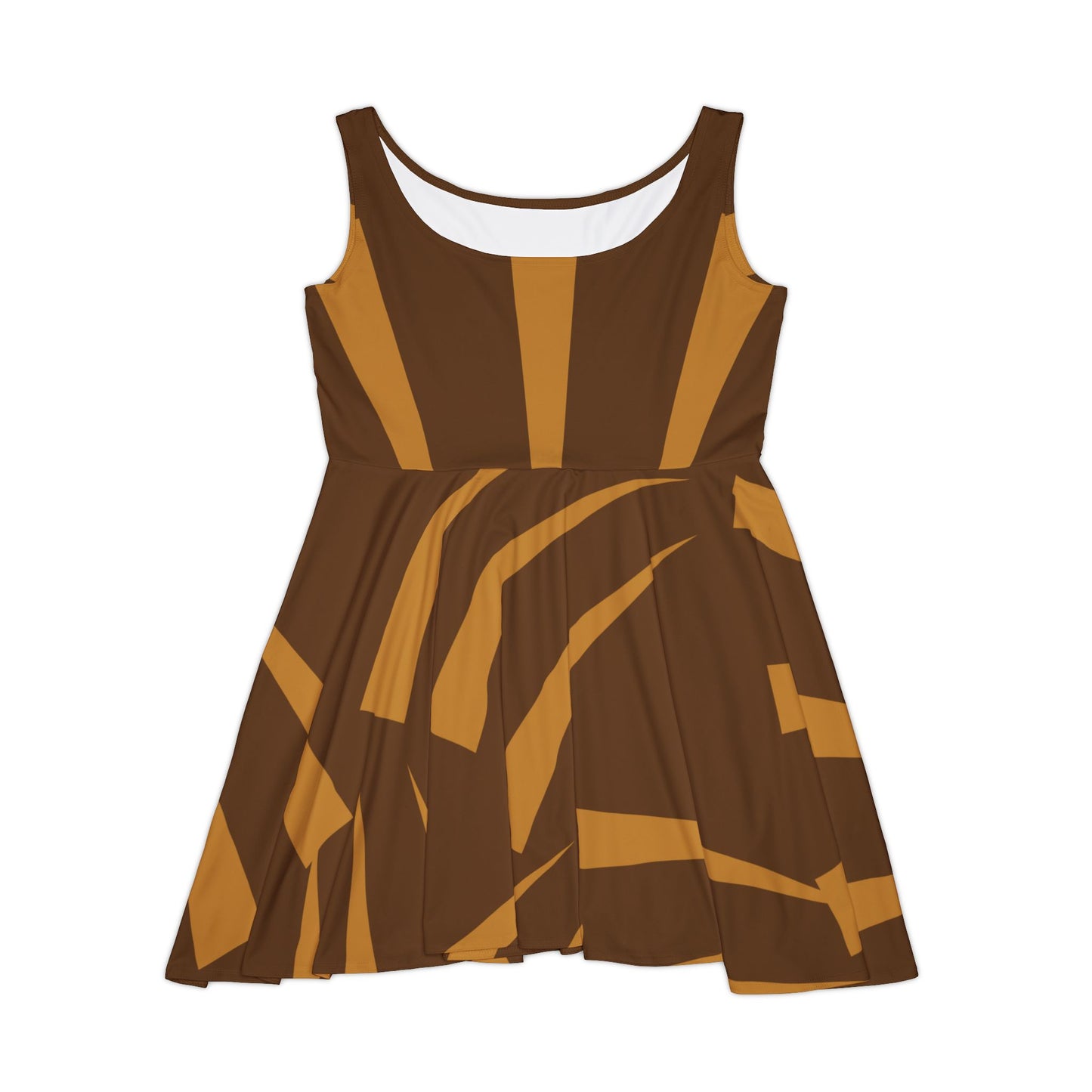 Abstract Print Skater Dress Brown