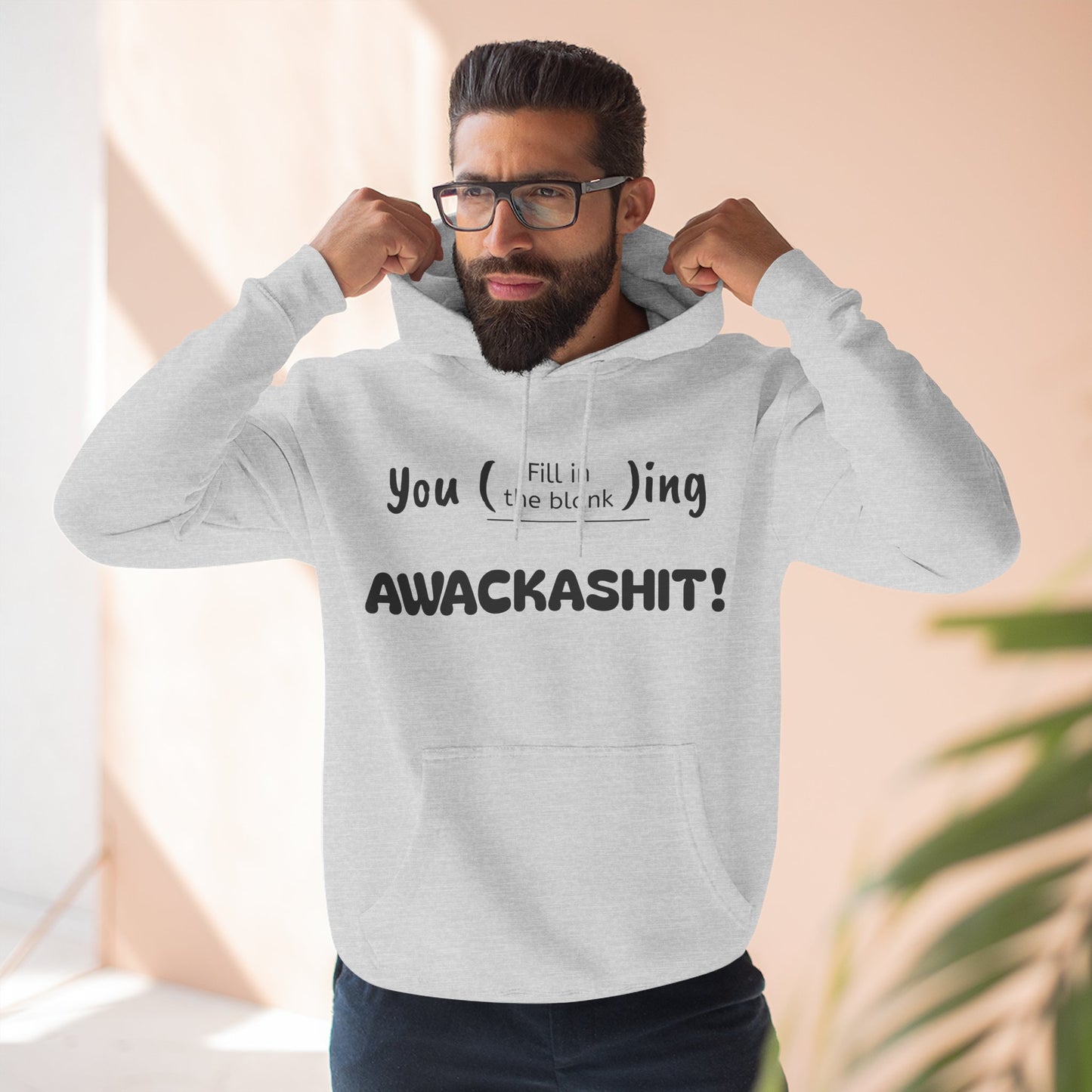 Playful Fleece Hoodie with Witty Text - Awackashit