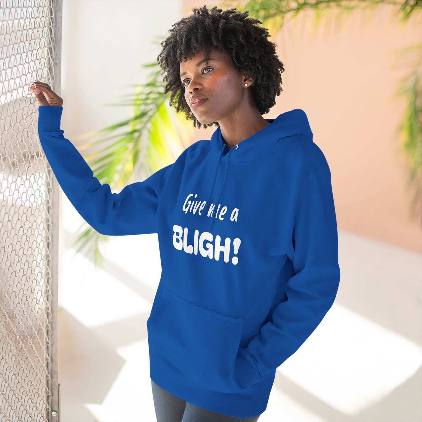 Playful Fleece Hoodie with Witty Text - Bligh!