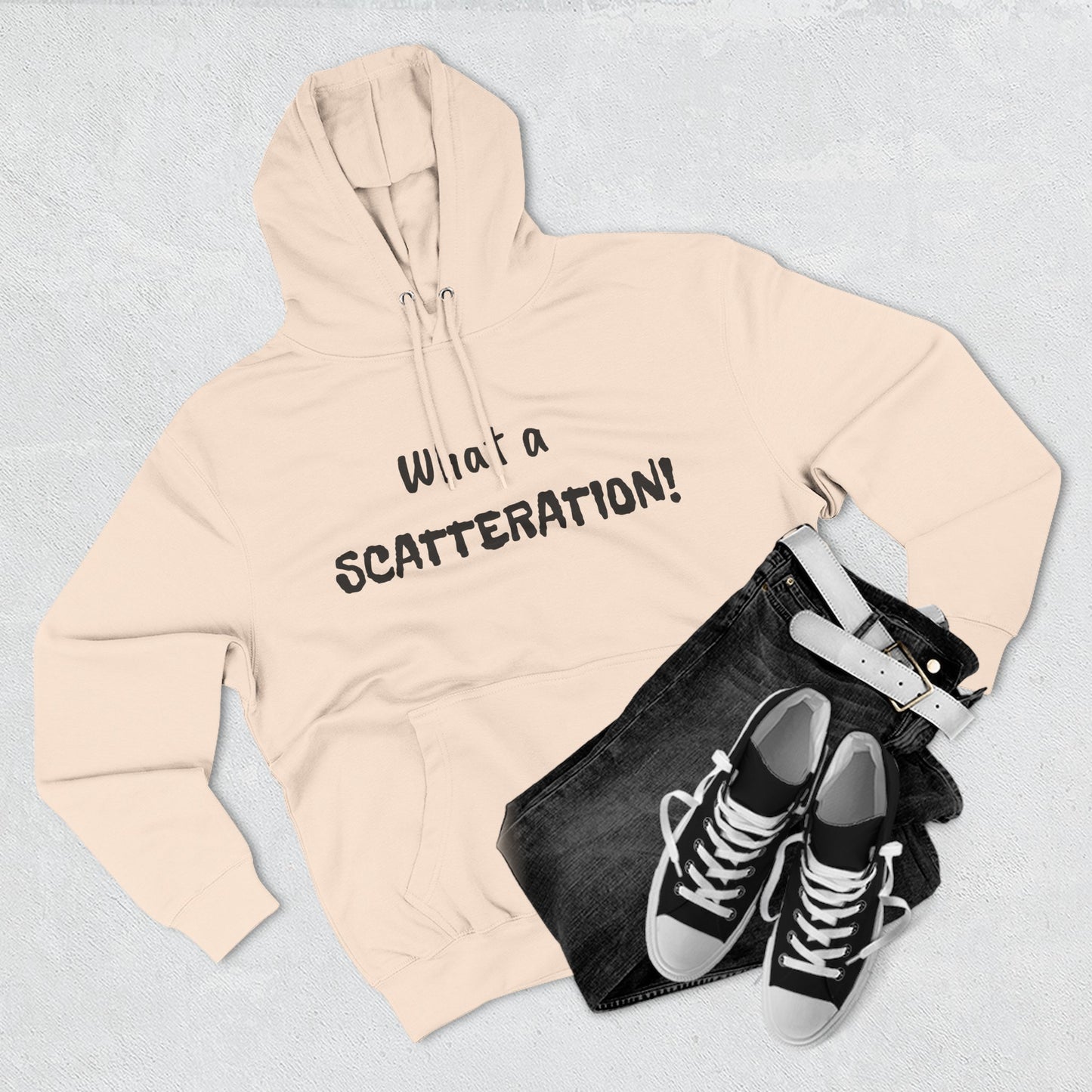 Playful Fleece Hoodie with Witty Text - Scatteration!