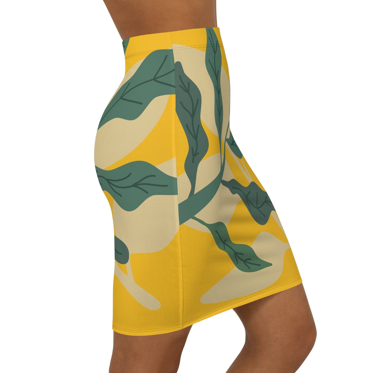 Botanical Mid-Waist Pencil Skirt Y