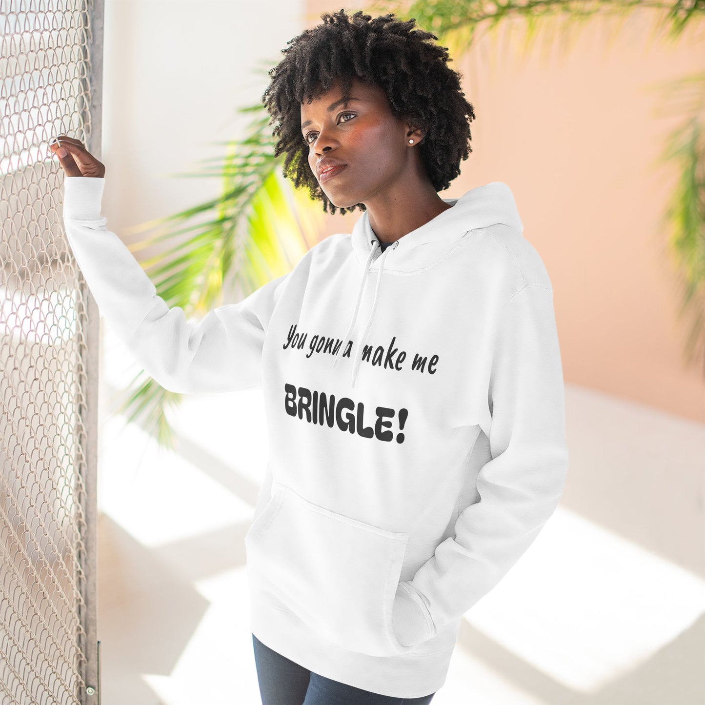 Playful Fleece Hoodie with Witty Text - Bringle
