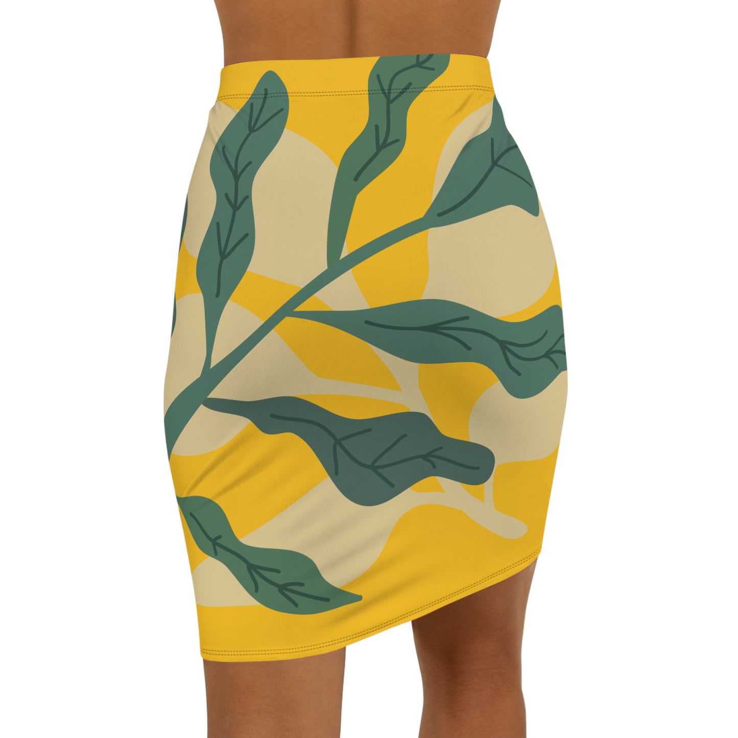 Botanical Mid-Waist Pencil Skirt Y