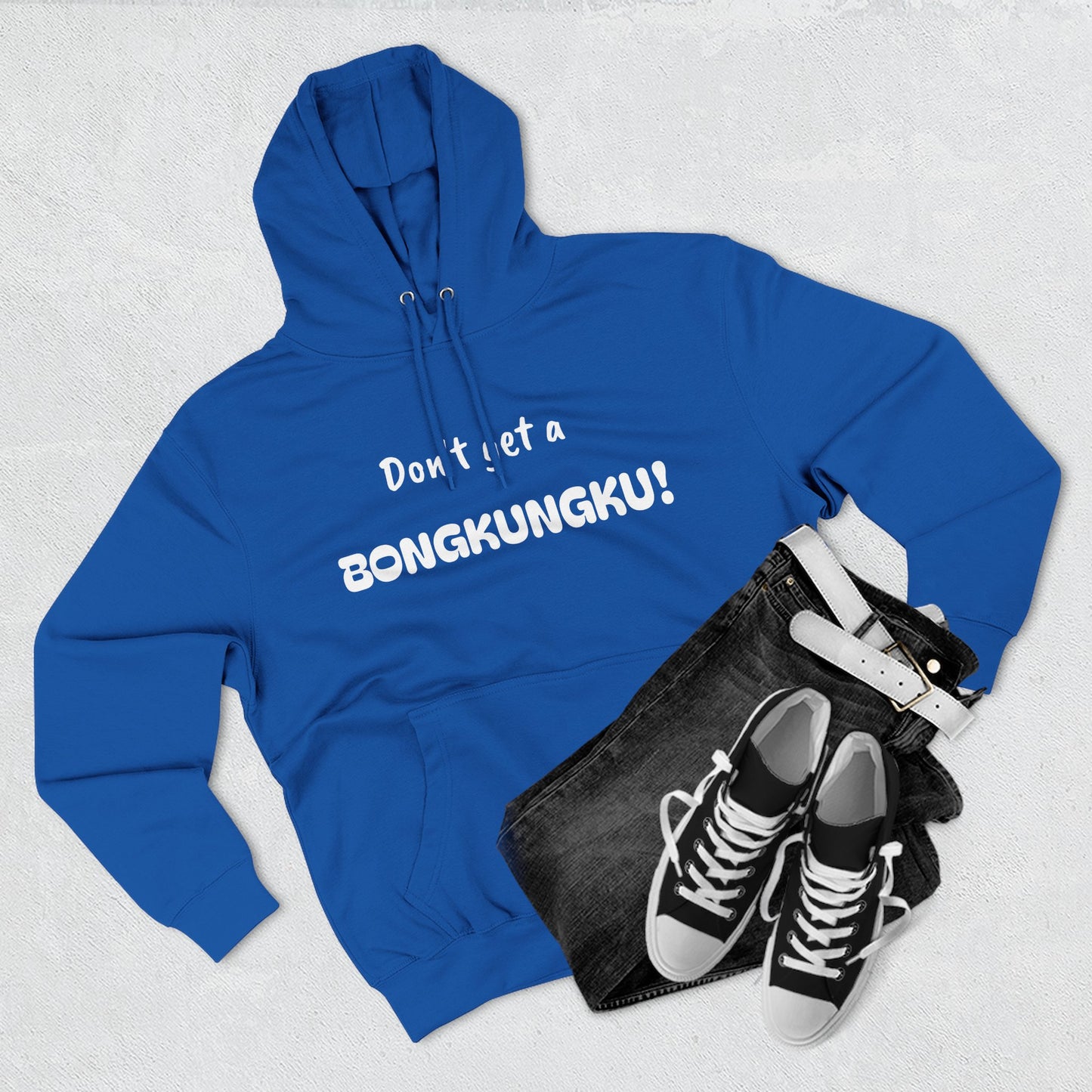 Playful Fleece Hoodie with Witty Text - Bongkungku!
