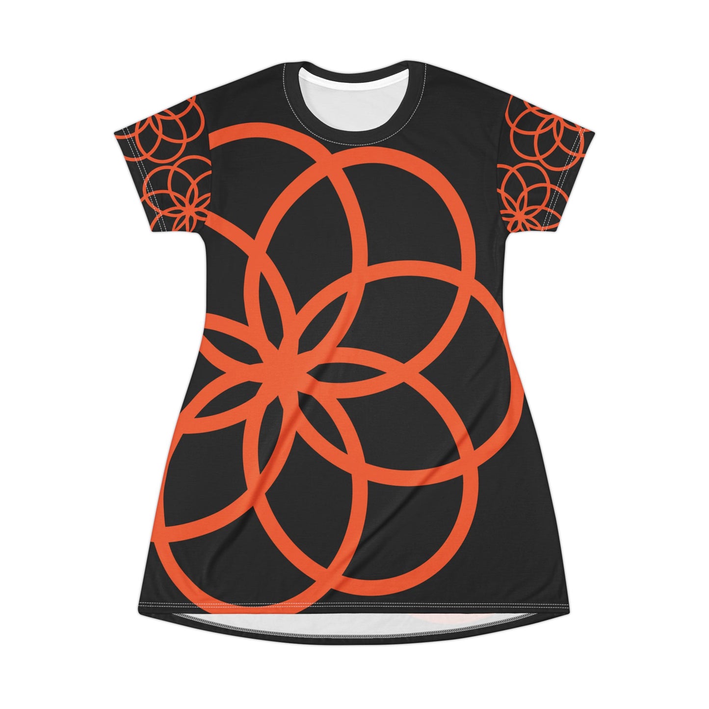 T-Shirt Dress Black Vibrant Print