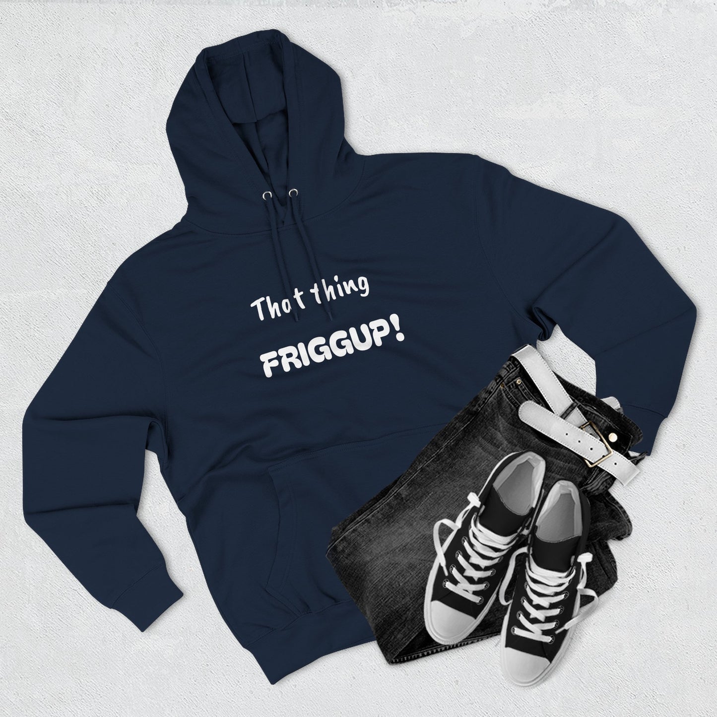 Playful Fleece Hoodie with Witty Text - Friggup!