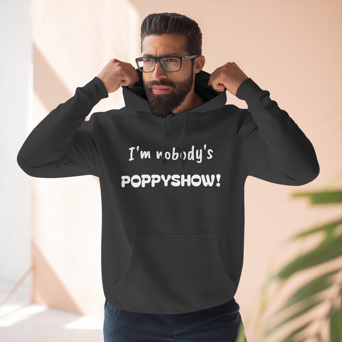 Playful Fleece Hoodie with Witty Text - Poppyshow!
