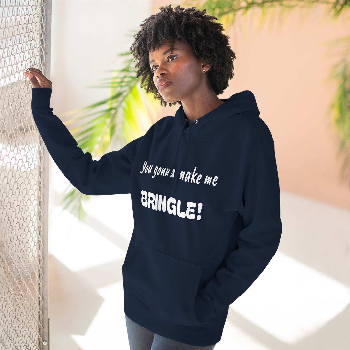 Playful Fleece Hoodie with Witty Text - Bringle