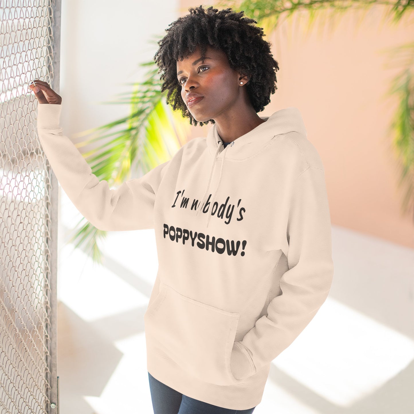 Playful Fleece Hoodie with Witty Text - Poppyshow!