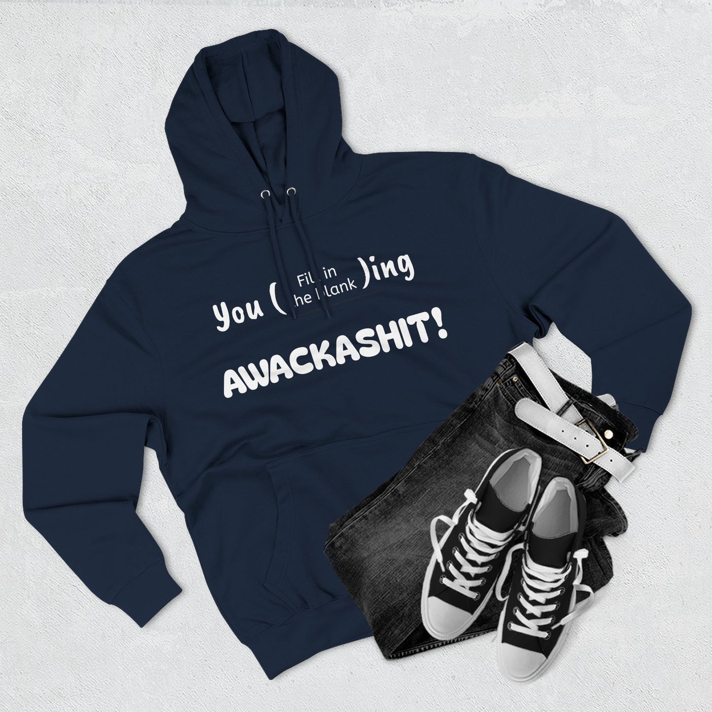 Playful Fleece Hoodie with Witty Text - Awackashit