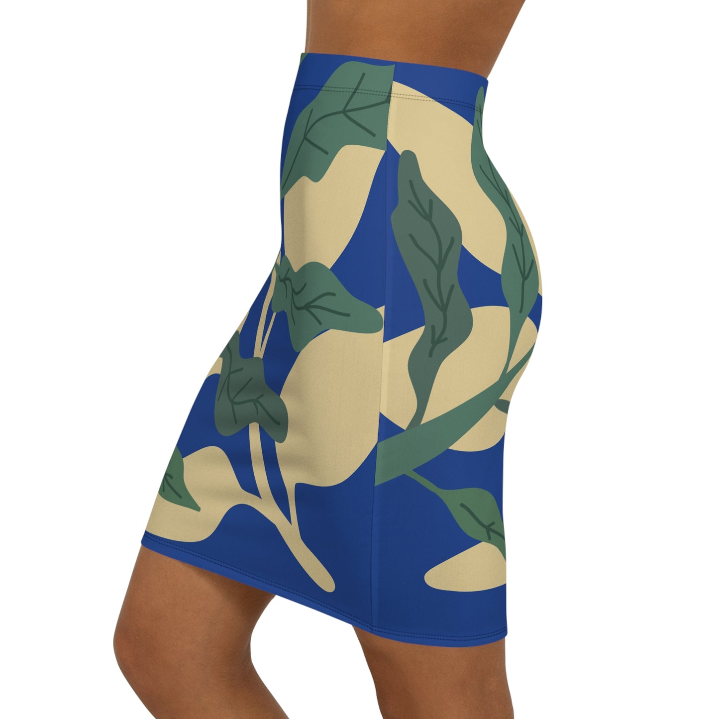 Botanical Mid-Waist Pencil Skirt B