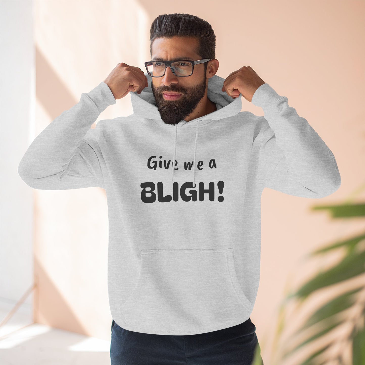 Playful Fleece Hoodie with Witty Text - Bligh!