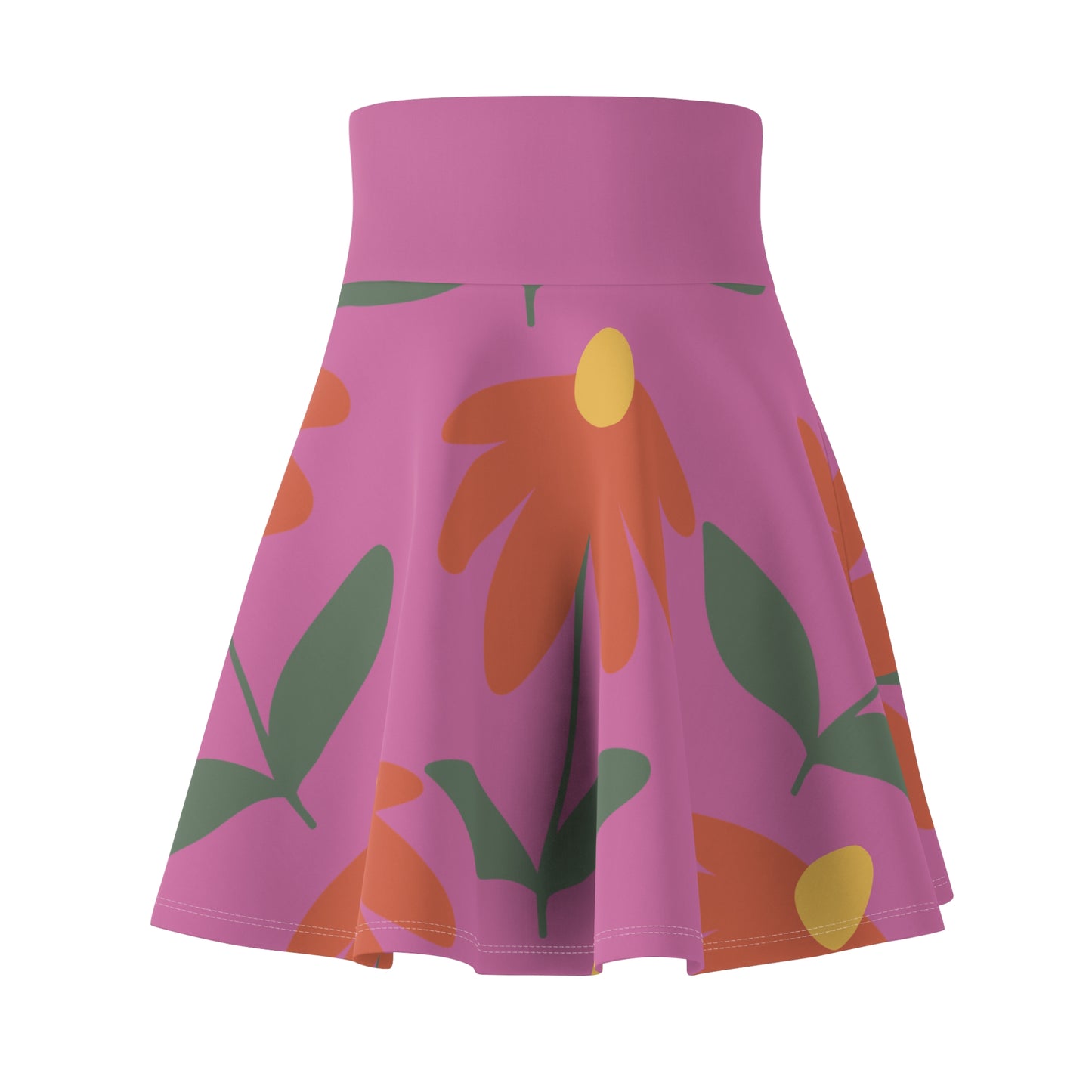 Botanical Print Women's Skater Skirt Pink