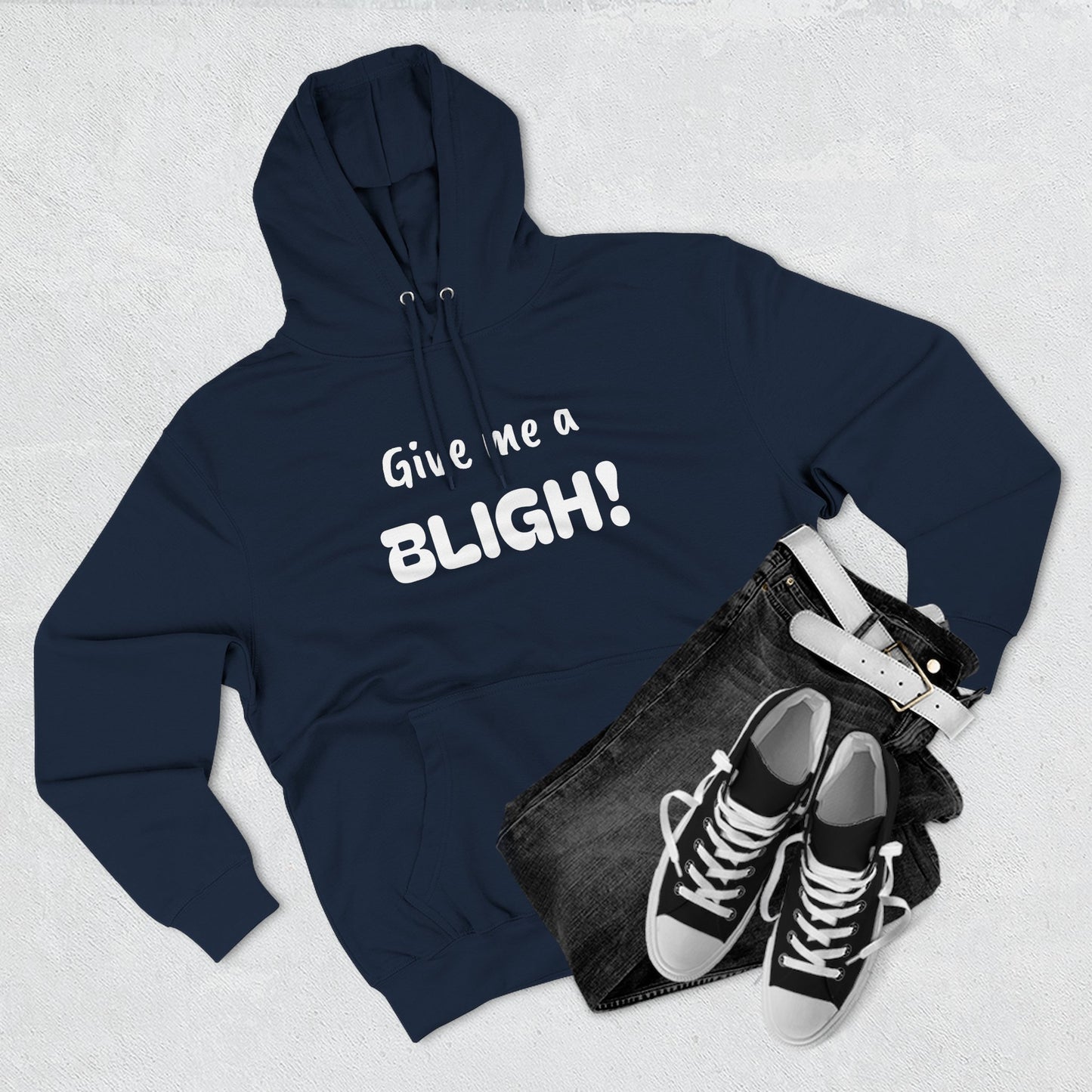Playful Fleece Hoodie with Witty Text - Bligh!
