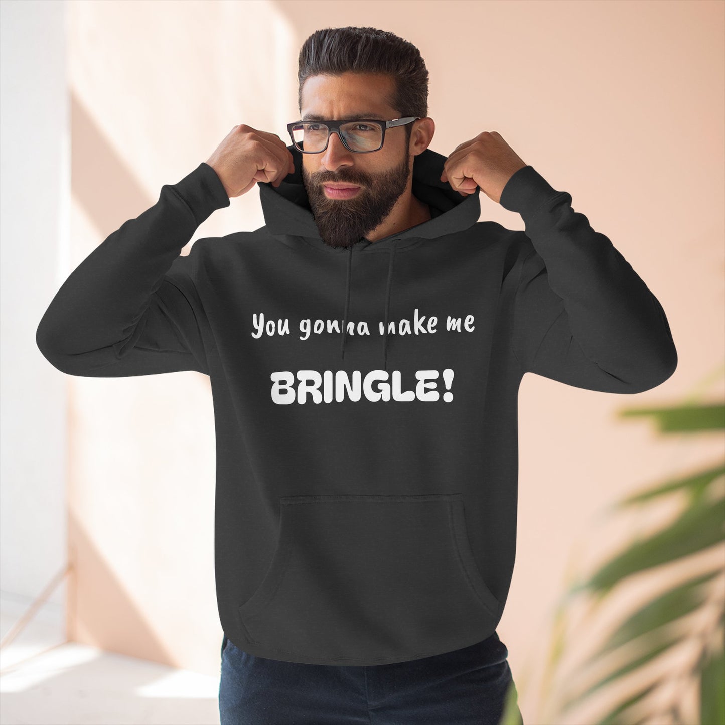 Playful Fleece Hoodie with Witty Text - Bringle
