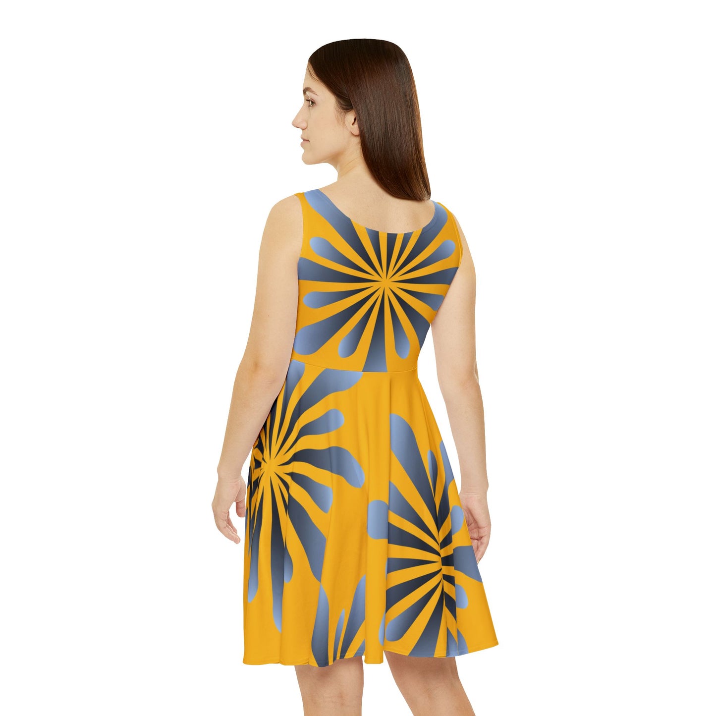 Abstract Print Skater Dress Sunburst