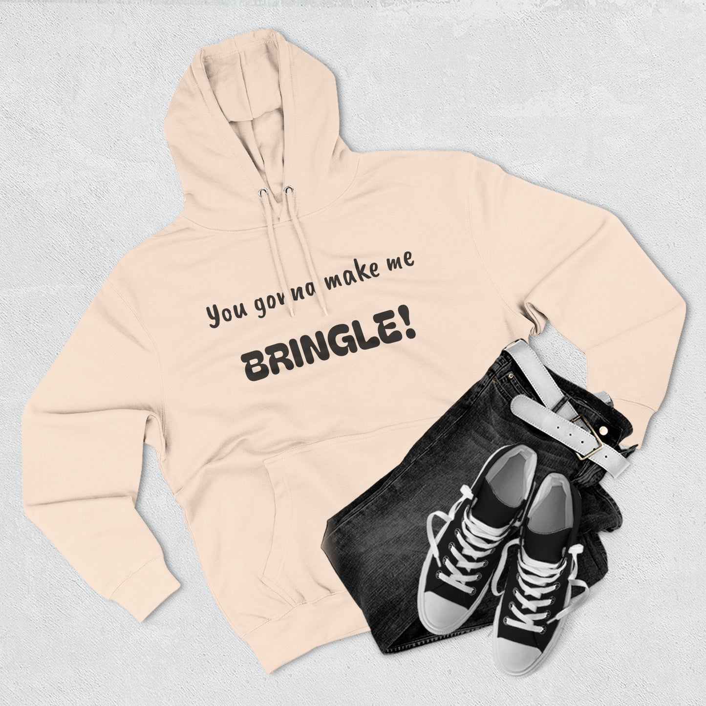 Playful Fleece Hoodie with Witty Text - Bringle
