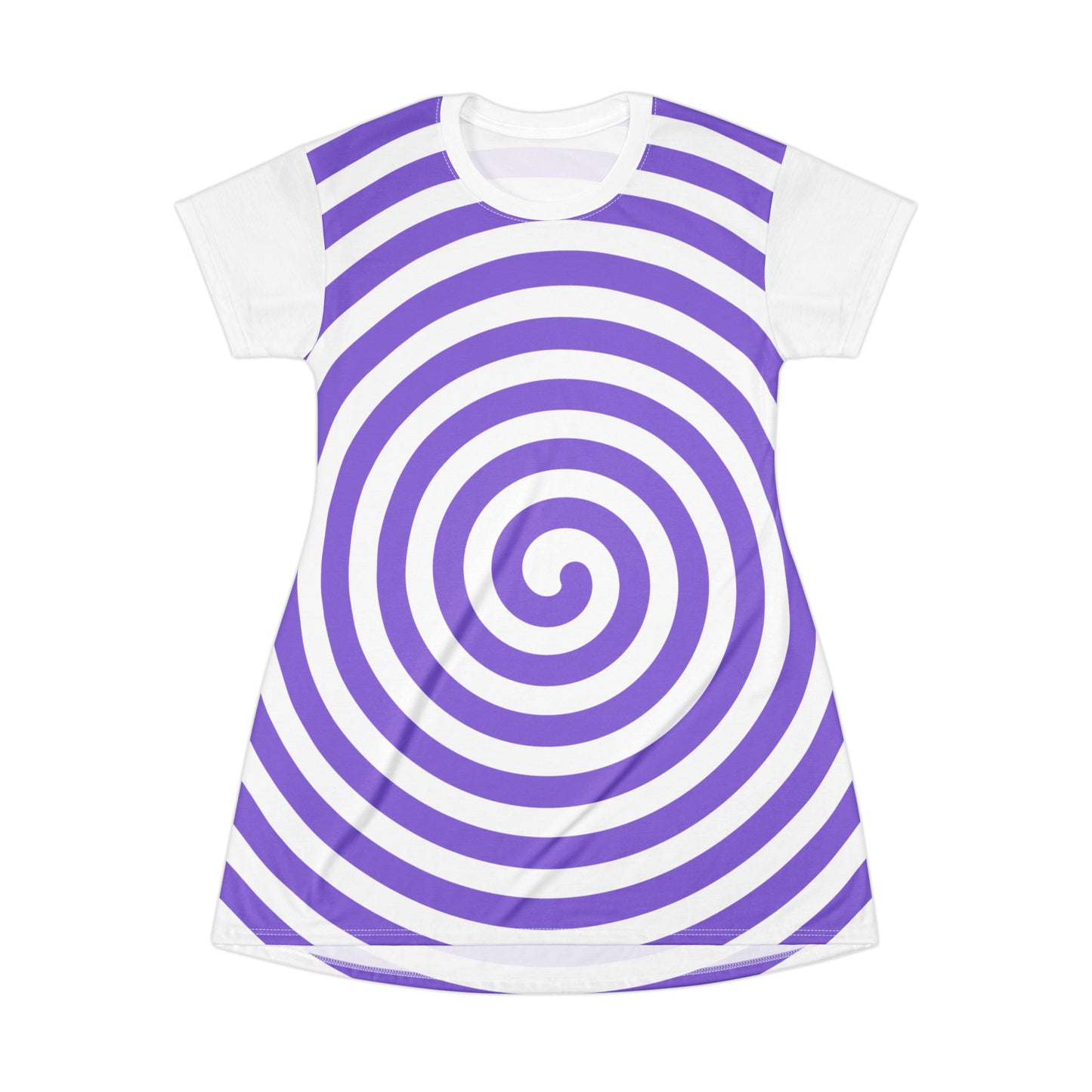 T-Shirt Dress Whimsical White Spiral