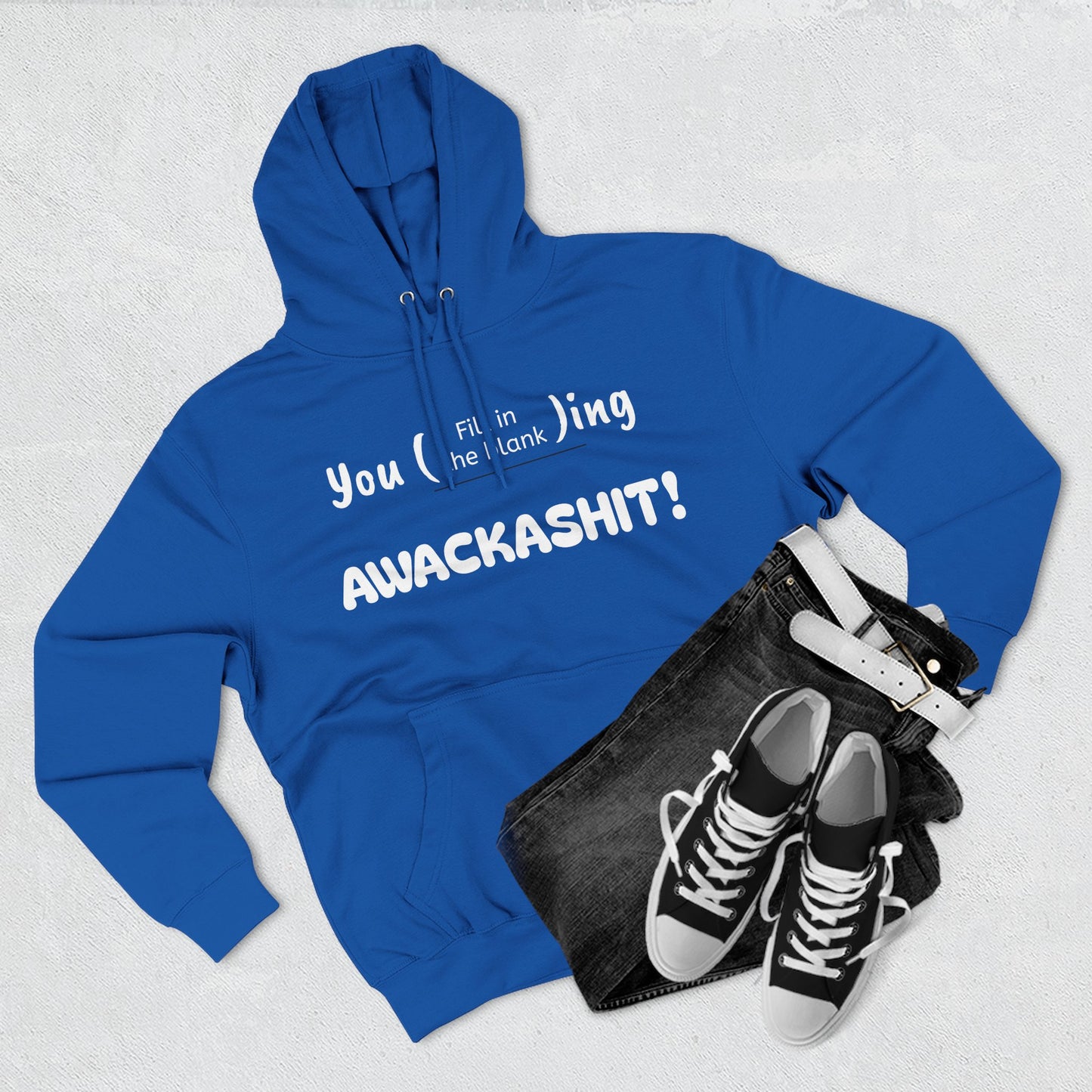 Playful Fleece Hoodie with Witty Text - Awackashit
