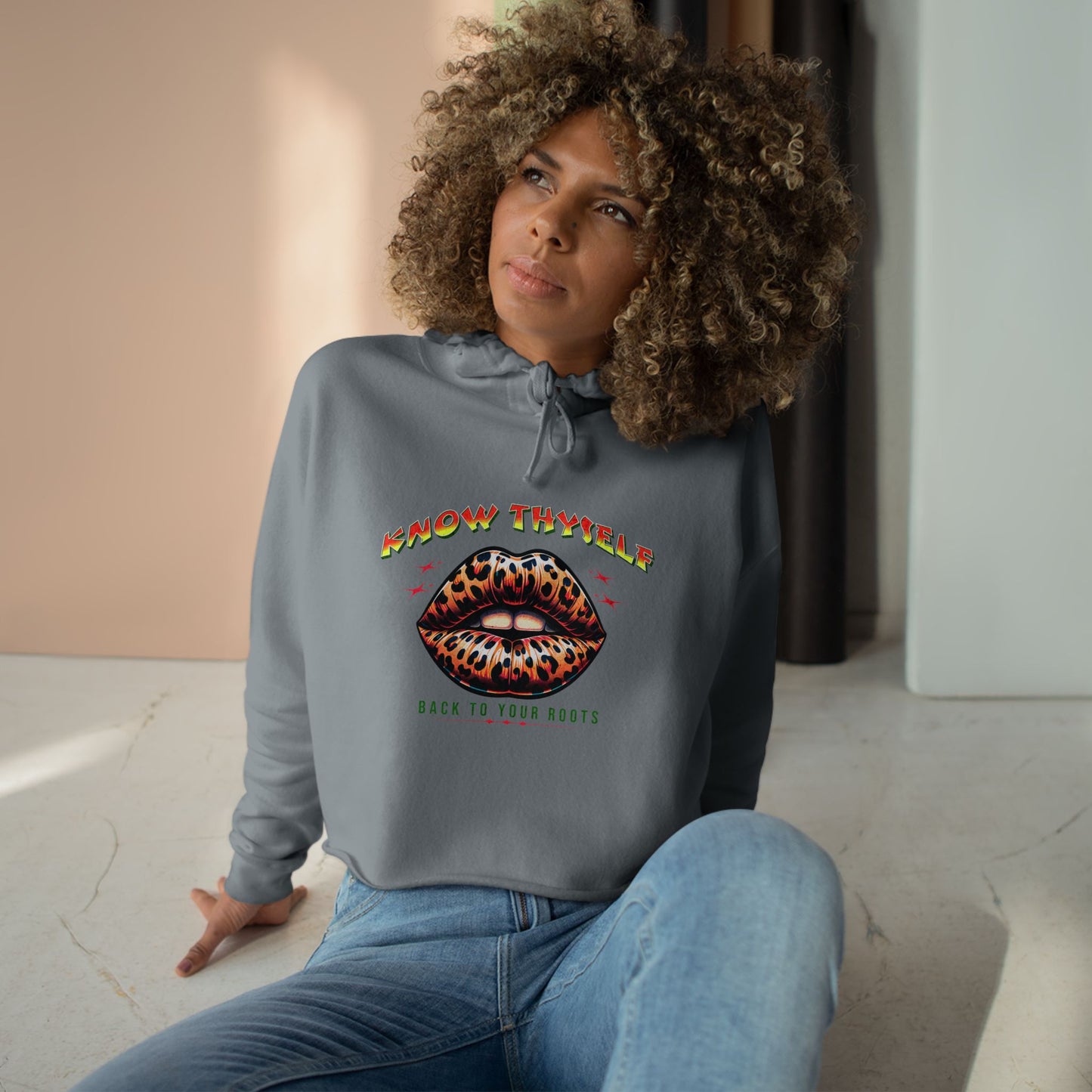 Know Thyself Crop Hoodie | Animal Print Graphic
