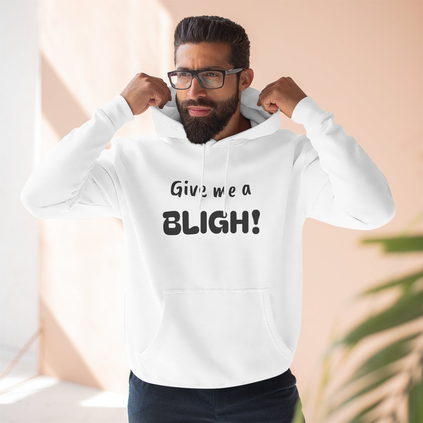 Playful Fleece Hoodie with Witty Text - Bligh!