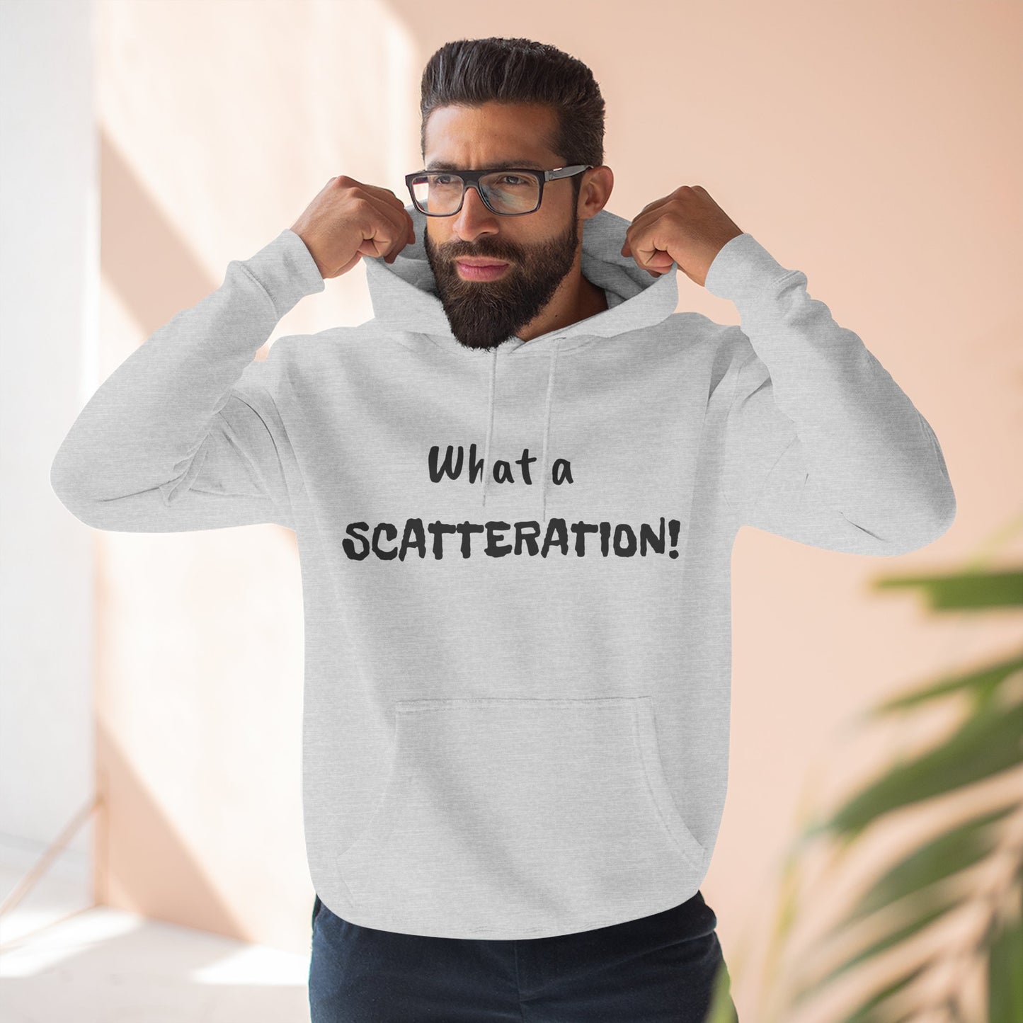 Playful Fleece Hoodie with Witty Text - Scatteration!