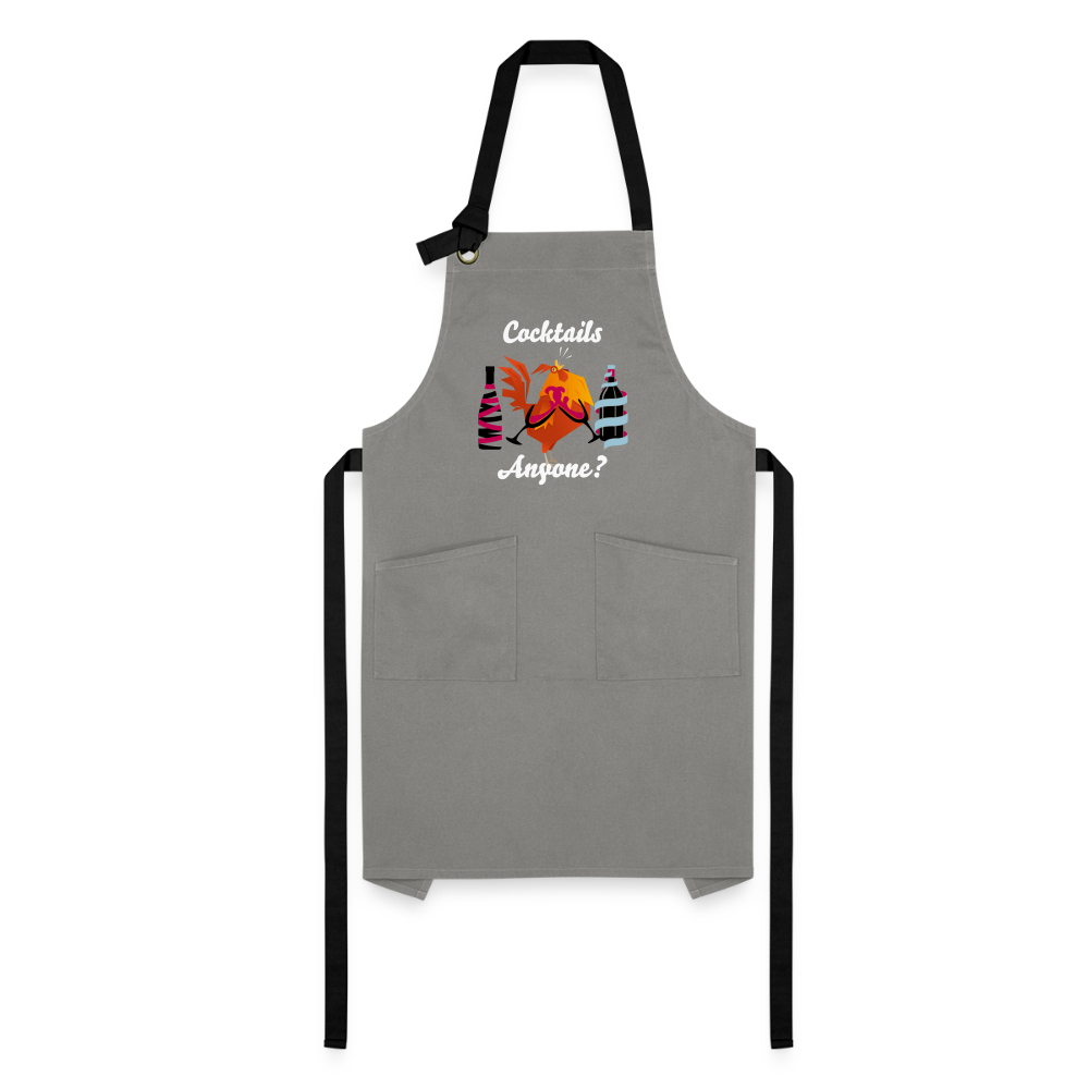Cock Tails Artisan Apron - gray/black