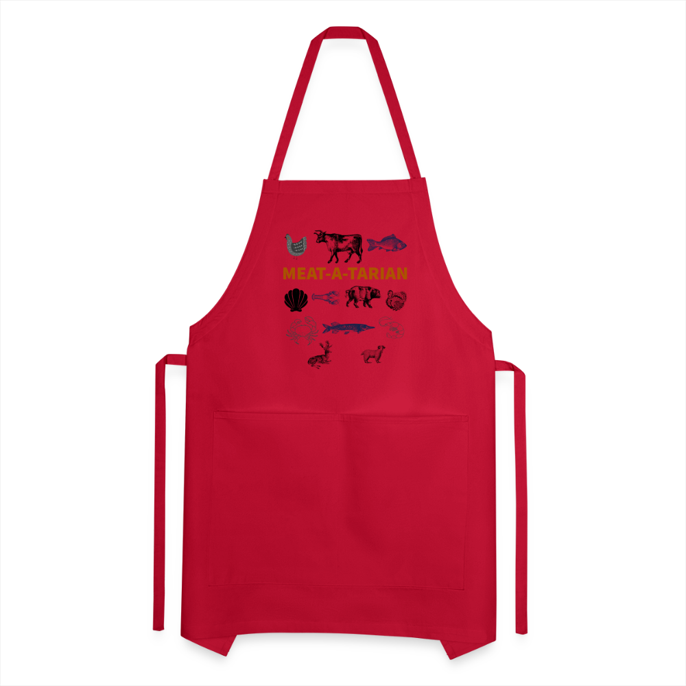 Meat-a-tarian Adjustable Apron - red