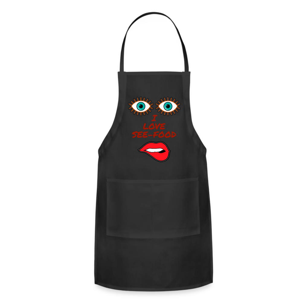 See-Food Lover Adjustable Apron - black
