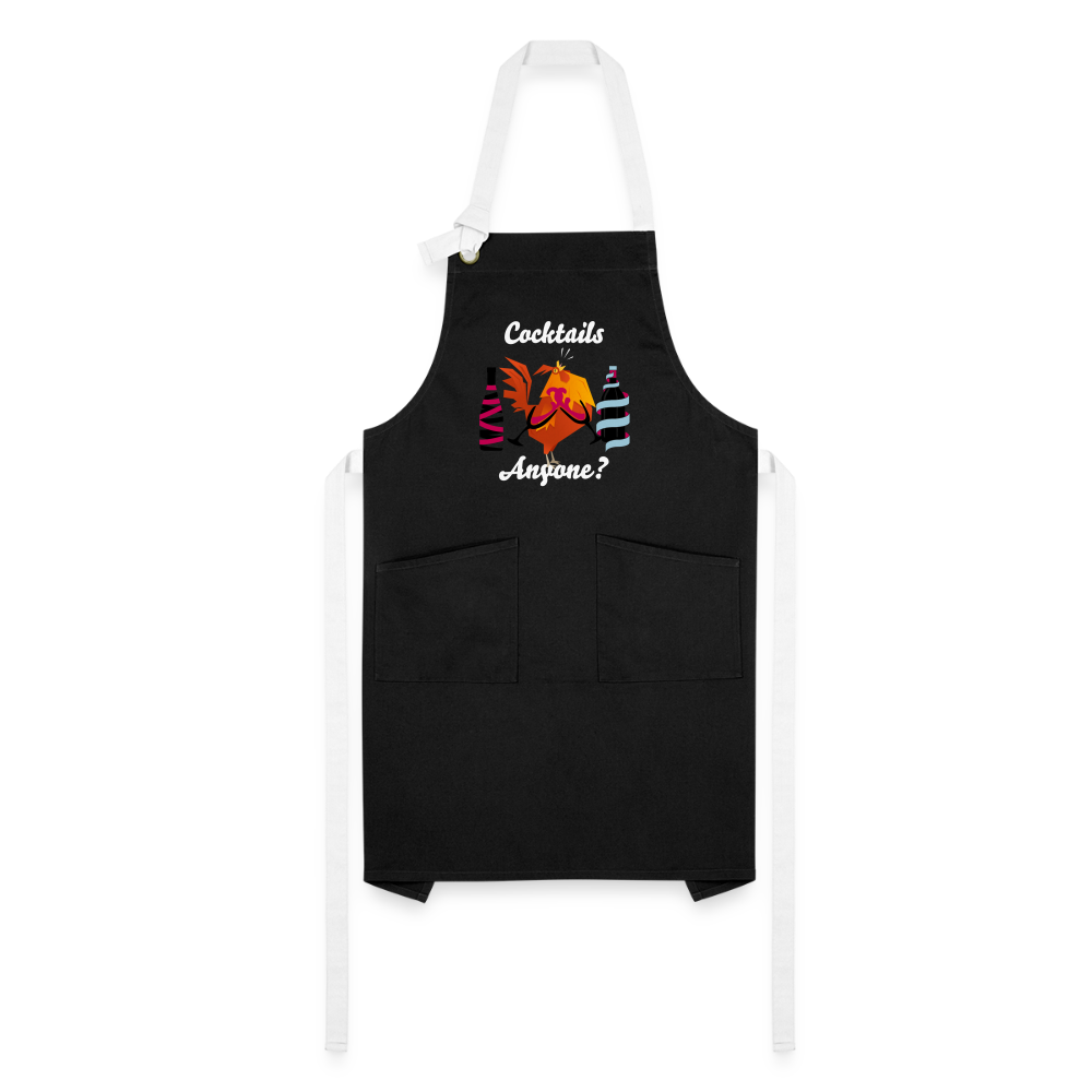 Cock Tails Artisan Apron - black/white
