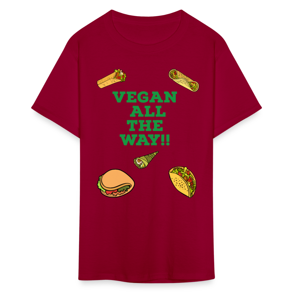Vegan All The Way T-Shirt - dark red