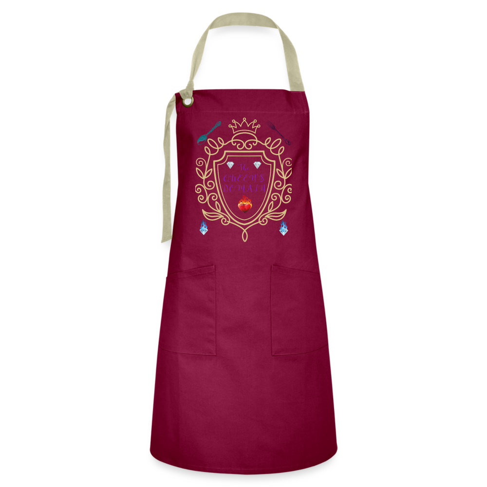 Queen's Domain Artisan Apron - burgundy/khaki