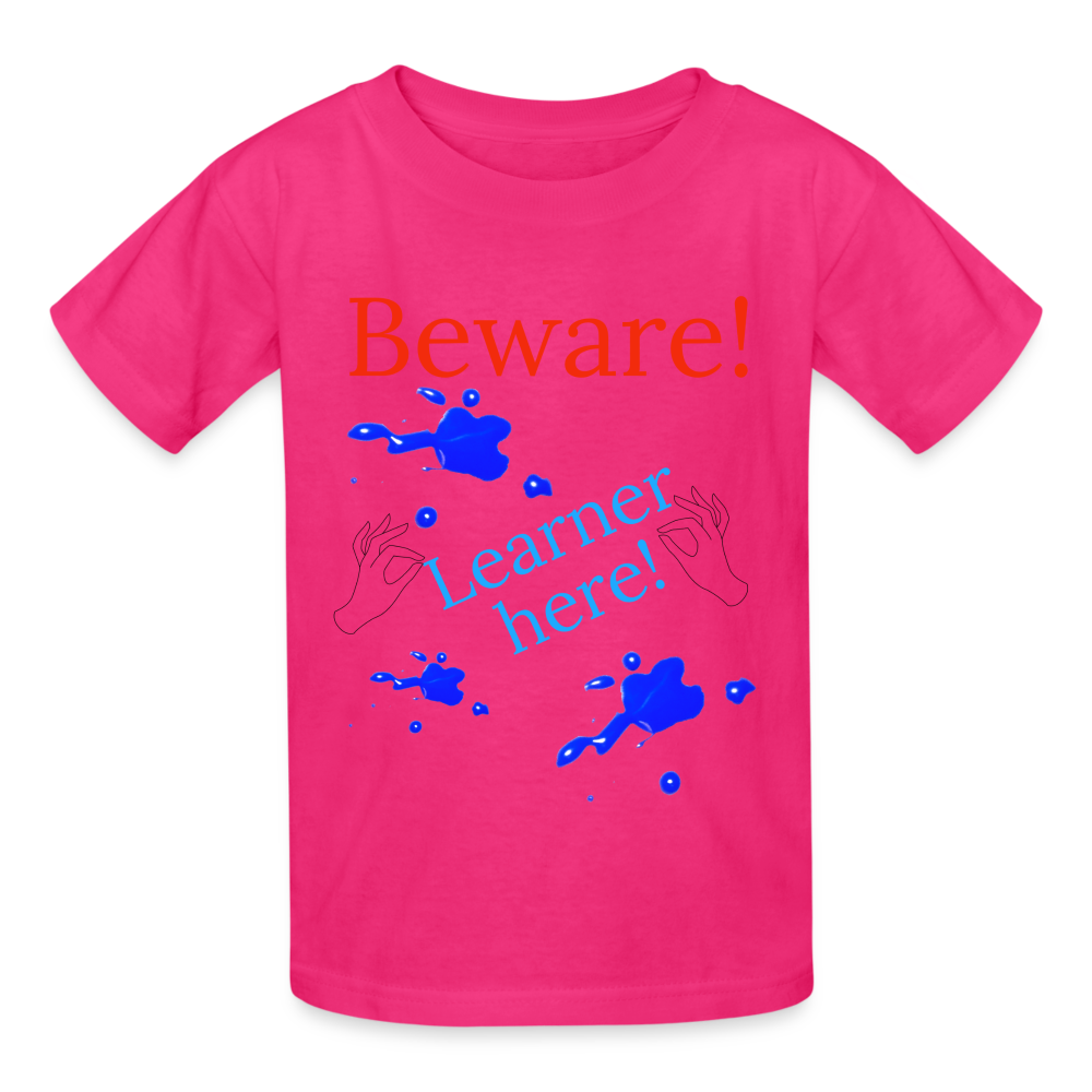 Beware Learner Warning Youth T-Shirt - fuchsia