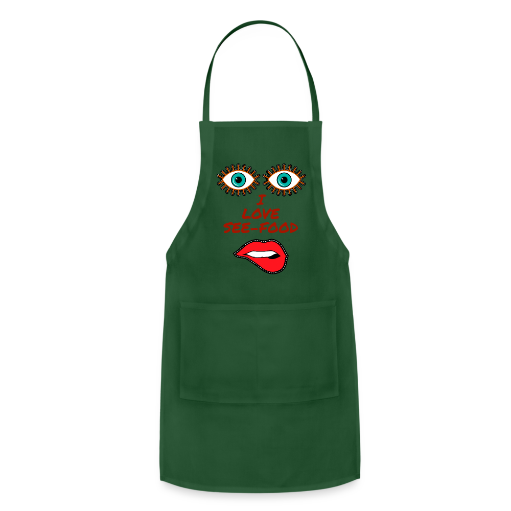 See-Food Lover Adjustable Apron - forest green