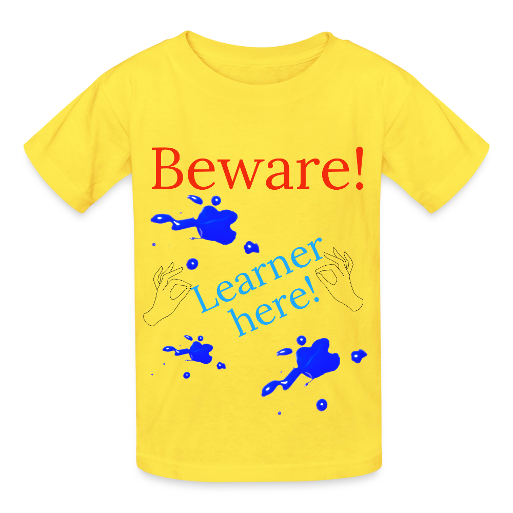 Beware Learner Warning Youth T-Shirt - yellow