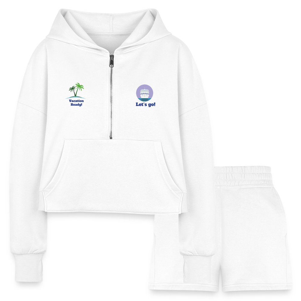 Women’s Cropped Hoodie & Jogger Short Set - Sailing Outfit - white