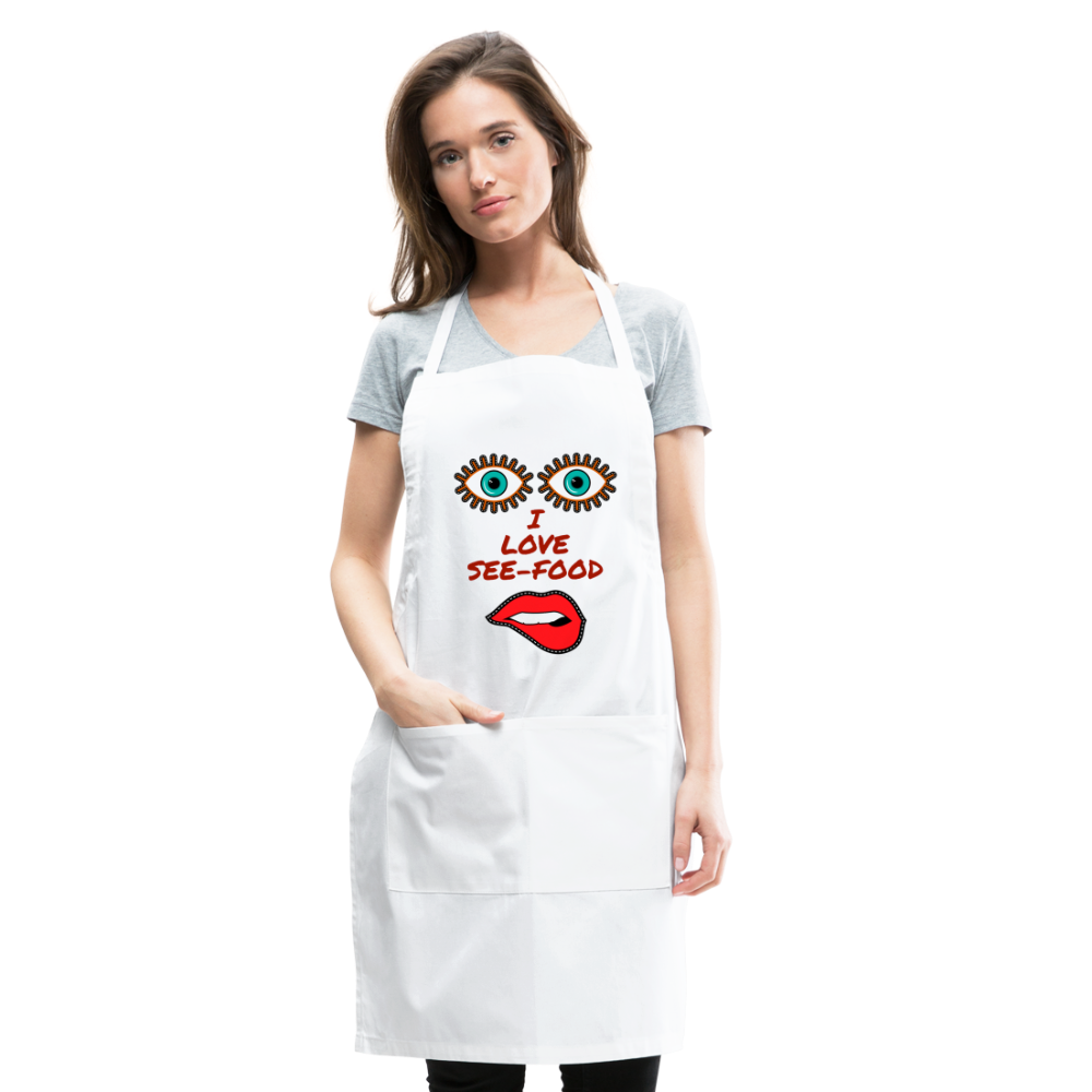 See-Food Lover Adjustable Apron - white
