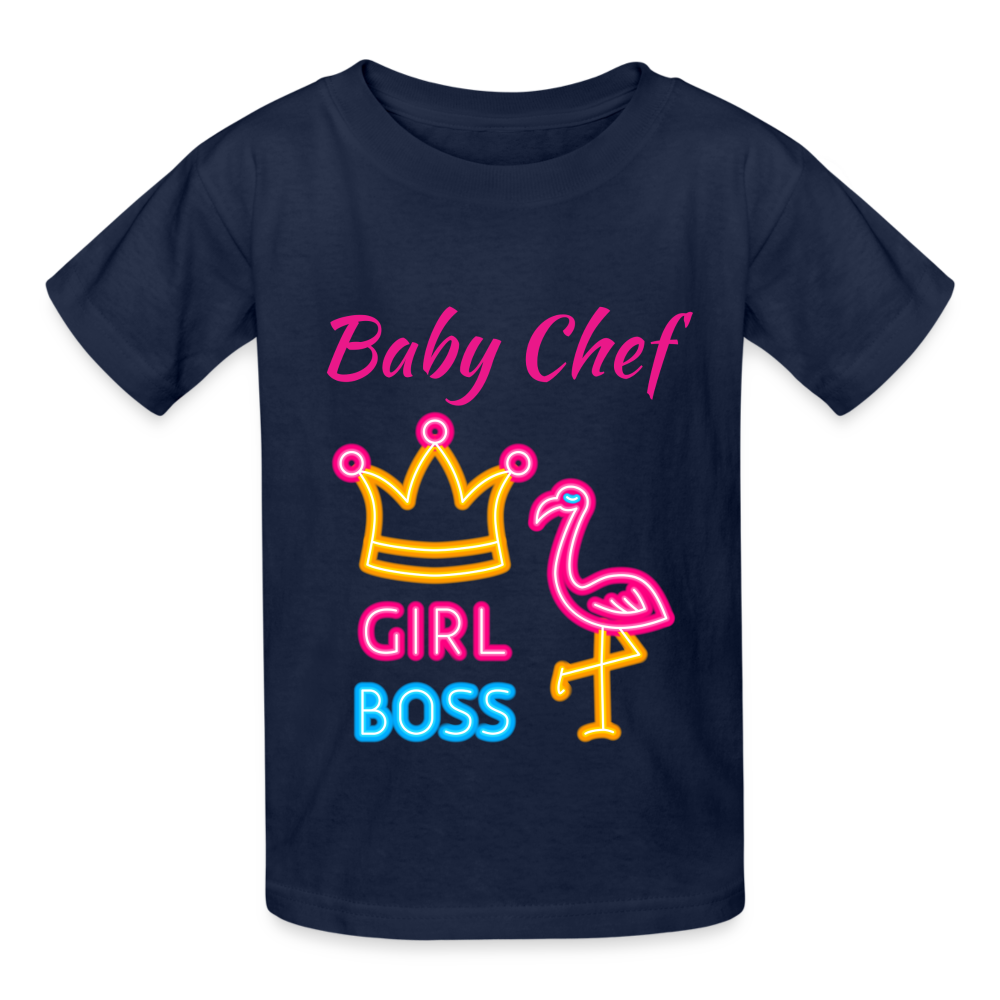 Baby Chef Girl Boss Youth T-Shirt - navy