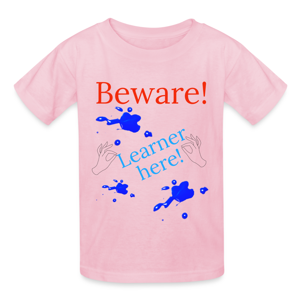 Beware Learner Warning Youth T-Shirt - light pink