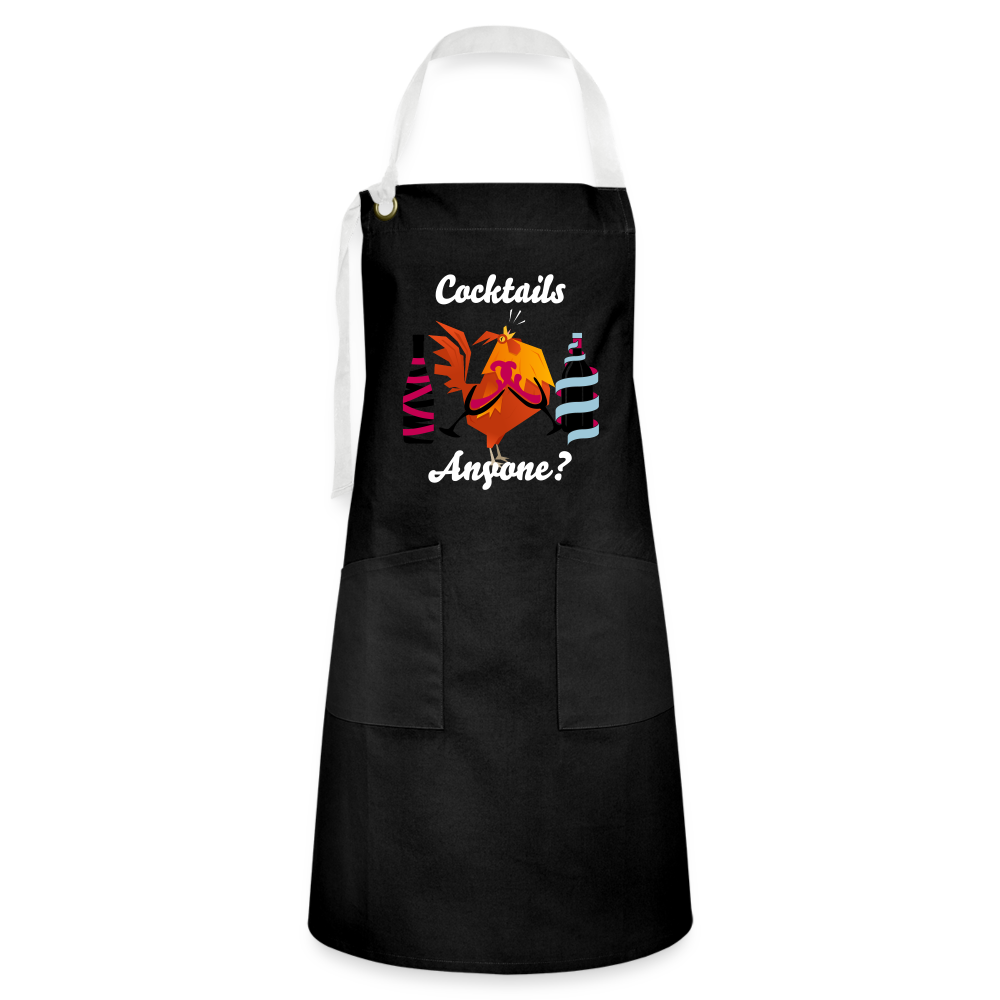 Cock Tails Artisan Apron - black/white