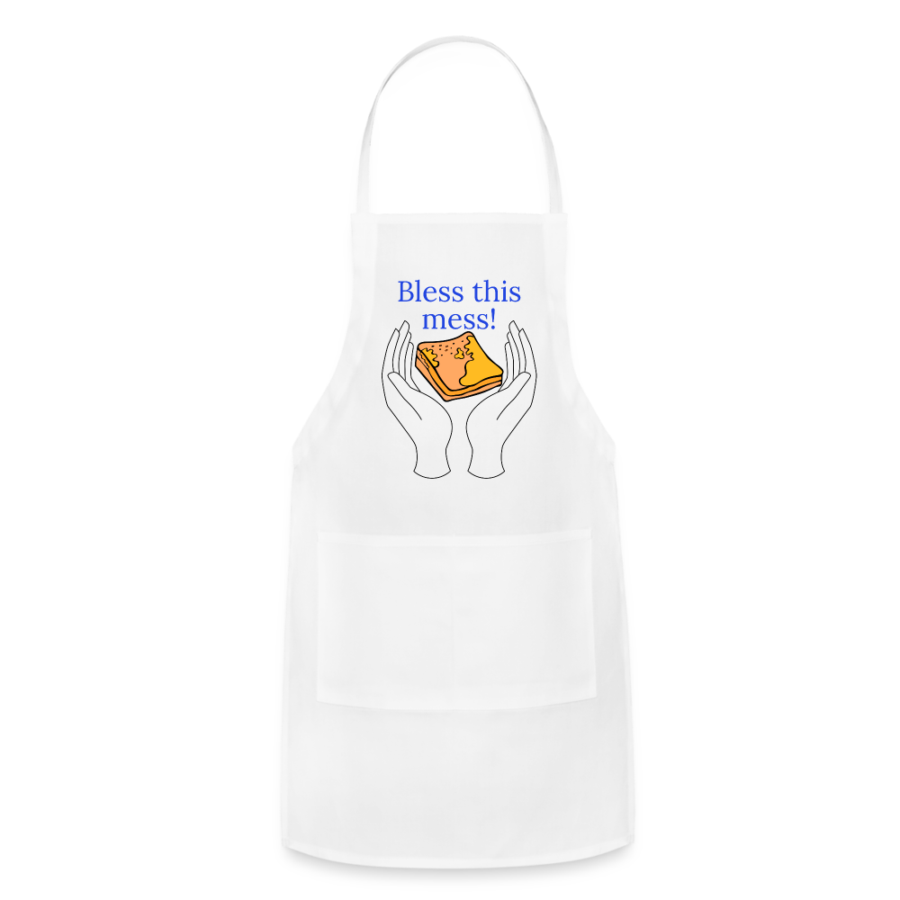 Bless this Mess Adjustable Apron - white