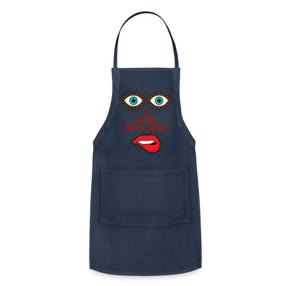 See-Food Lover Adjustable Apron - navy