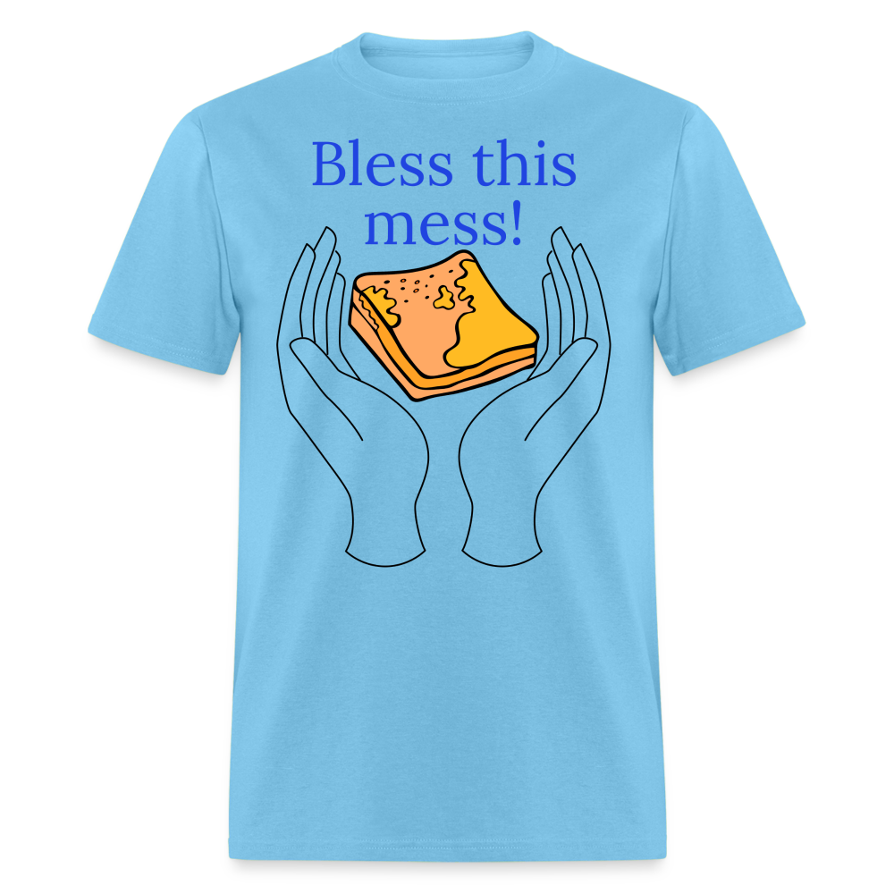 Bless This Mess T-Shirt - aquatic blue