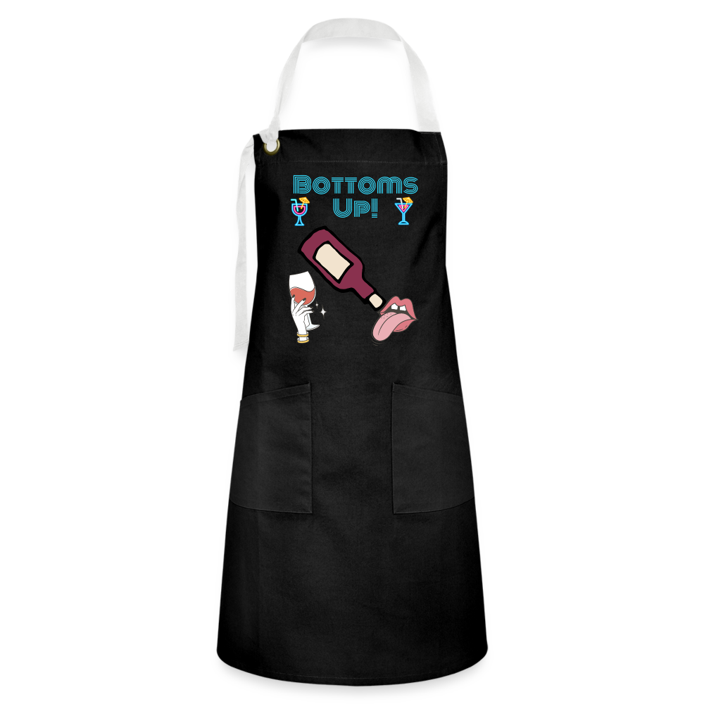 Bottoms Up Artisan Apron - black/white