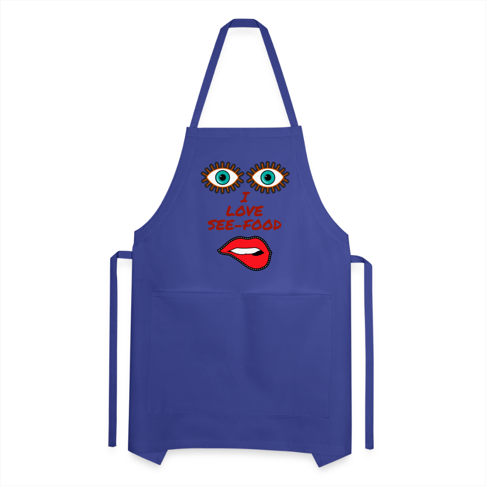 See-Food Lover Adjustable Apron - royal blue